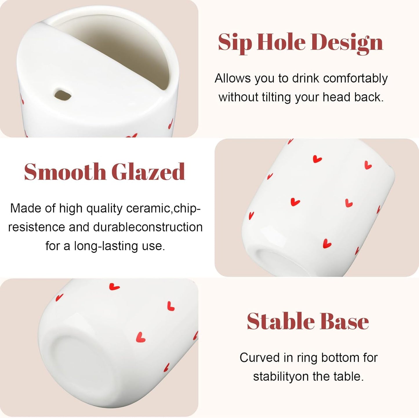 Ceramic Mug with Sip Hole 10 oz Novelty Food Pattern Ceramic Coffee Mug Hand Painted Travel Mugs Heat Resistant Non Slip Built in One Lid Handcraft Mugs for Coffee Lovers Appreciation Gift