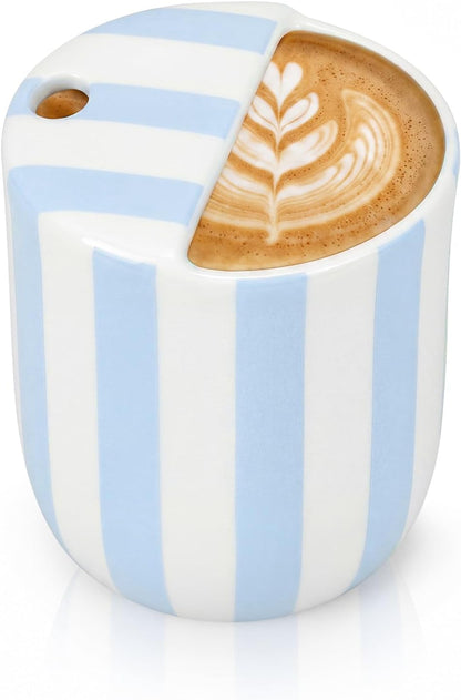 Ceramic Mug with Sip Hole 10 oz Novelty Food Pattern Ceramic Coffee Mug Hand Painted Travel Mugs Heat Resistant Non Slip Built in One Lid Handcraft Mugs for Coffee Lovers Appreciation Gift