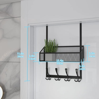 Over The Door Hooks Organizer, Coat Rack Over The Door Storage Hanger Towel Rack, Back of Door Storage Organizer for Bathroom,Bedroom,Kitchen,Office (White, 4-Tier)