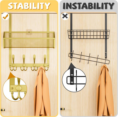 Over The Door Hooks Organizer, Coat Rack Over The Door Storage Hanger Towel Rack, Back of Door Storage Organizer for Bathroom,Bedroom,Kitchen,Office (White, 4-Tier)