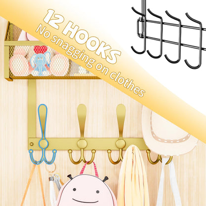 Over The Door Hooks Organizer, Coat Rack Over The Door Storage Hanger Towel Rack, Back of Door Storage Organizer for Bathroom,Bedroom,Kitchen,Office (White, 4-Tier)