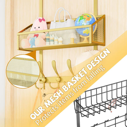 Over The Door Hooks Organizer, Coat Rack Over The Door Storage Hanger Towel Rack, Back of Door Storage Organizer for Bathroom,Bedroom,Kitchen,Office (White, 4-Tier)