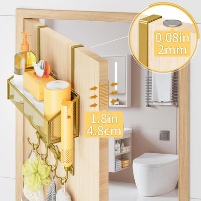 Over The Door Hooks Organizer, Coat Rack Over The Door Storage Hanger Towel Rack, Back of Door Storage Organizer for Bathroom,Bedroom,Kitchen,Office (White, 4-Tier)