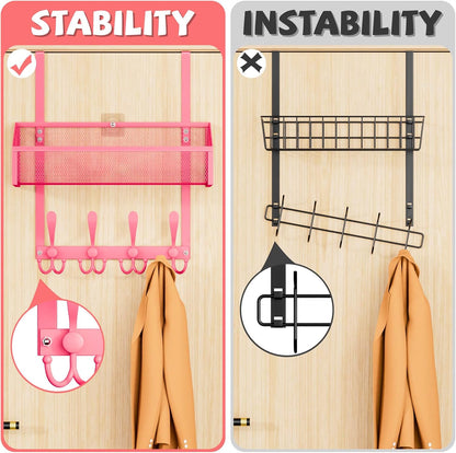 Over The Door Hooks Organizer, Coat Rack Over The Door Storage Hanger Towel Rack, Back of Door Storage Organizer for Bathroom,Bedroom,Kitchen,Office (White, 4-Tier)