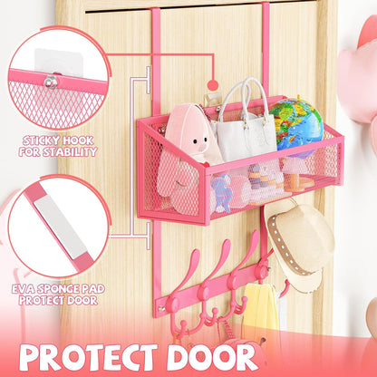 Over The Door Hooks Organizer, Coat Rack Over The Door Storage Hanger Towel Rack, Back of Door Storage Organizer for Bathroom,Bedroom,Kitchen,Office (White, 4-Tier)