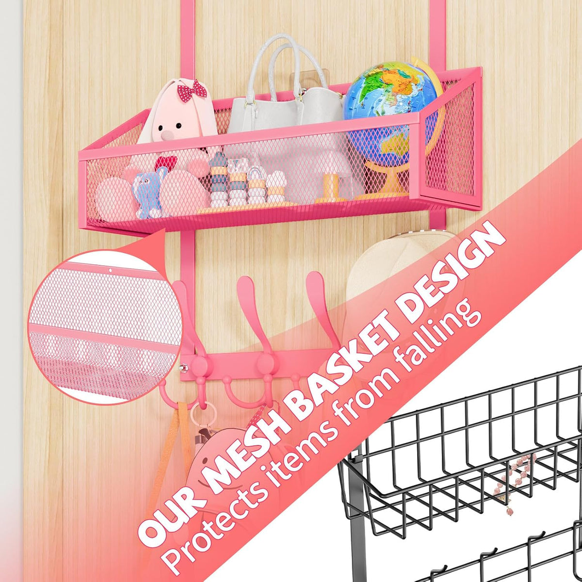 Over The Door Hooks Organizer, Coat Rack Over The Door Storage Hanger Towel Rack, Back of Door Storage Organizer for Bathroom,Bedroom,Kitchen,Office (White, 4-Tier)