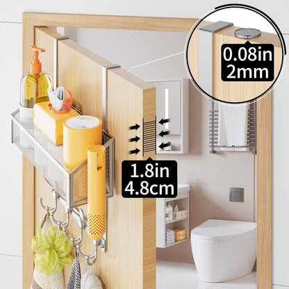 Over The Door Hooks Organizer, Coat Rack Over The Door Storage Hanger Towel Rack, Back of Door Storage Organizer for Bathroom,Bedroom,Kitchen,Office (White, 4-Tier)