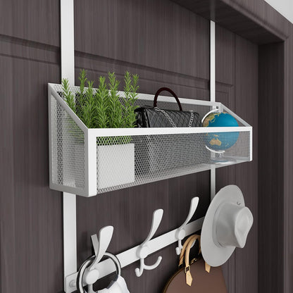 Over The Door Hooks Organizer, Coat Rack Over The Door Storage Hanger Towel Rack, Back of Door Storage Organizer for Bathroom,Bedroom,Kitchen,Office (White, 4-Tier)