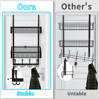 Over The Door Hooks Organizer, Coat Rack Over The Door Storage Hanger Towel Rack, Back of Door Storage Organizer for Bathroom,Bedroom,Kitchen,Office (White, 4-Tier)