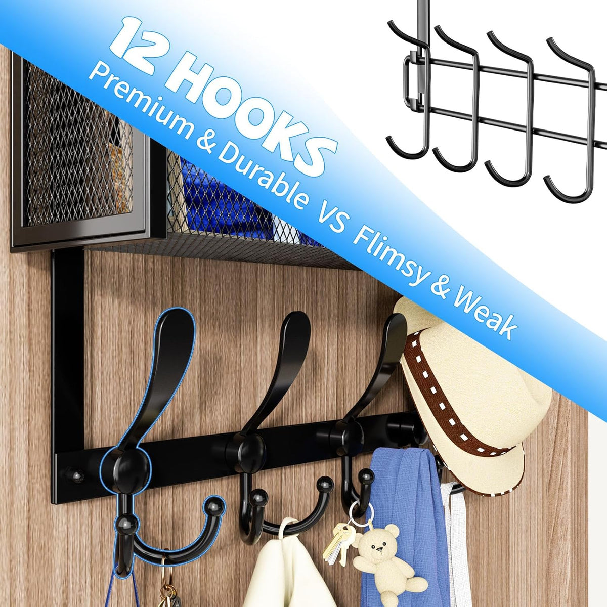 Over The Door Hooks Organizer, Coat Rack Over The Door Storage Hanger Towel Rack, Back of Door Storage Organizer for Bathroom,Bedroom,Kitchen,Office (White, 4-Tier)