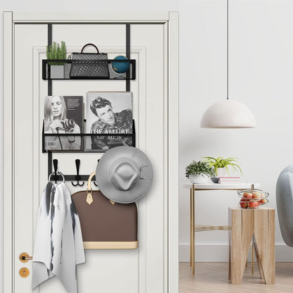 Over The Door Hooks Organizer, Coat Rack Over The Door Storage Hanger Towel Rack, Back of Door Storage Organizer for Bathroom,Bedroom,Kitchen,Office (White, 4-Tier)
