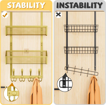 Over The Door Hooks Organizer, Coat Rack Over The Door Storage Hanger Towel Rack, Back of Door Storage Organizer for Bathroom,Bedroom,Kitchen,Office (White, 4-Tier)