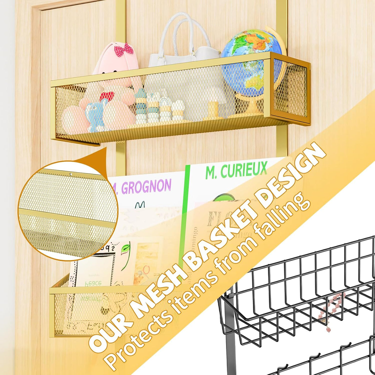 Over The Door Hooks Organizer, Coat Rack Over The Door Storage Hanger Towel Rack, Back of Door Storage Organizer for Bathroom,Bedroom,Kitchen,Office (White, 4-Tier)