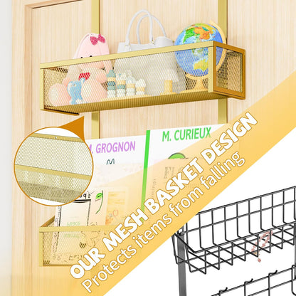 Over The Door Hooks Organizer, Coat Rack Over The Door Storage Hanger Towel Rack, Back of Door Storage Organizer for Bathroom,Bedroom,Kitchen,Office (White, 4-Tier)