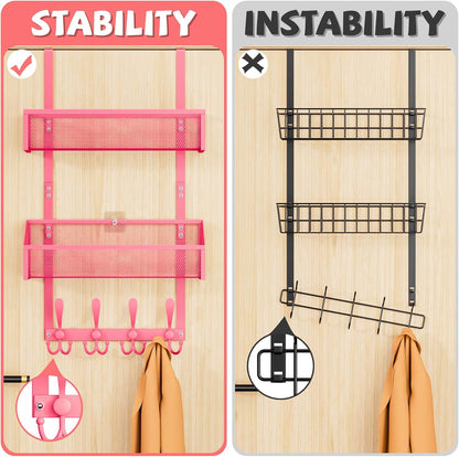 Over The Door Hooks Organizer, Coat Rack Over The Door Storage Hanger Towel Rack, Back of Door Storage Organizer for Bathroom,Bedroom,Kitchen,Office (White, 4-Tier)