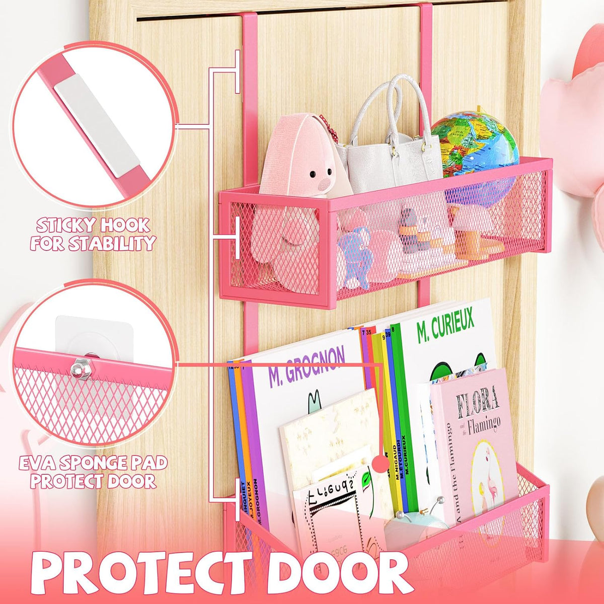 Over The Door Hooks Organizer, Coat Rack Over The Door Storage Hanger Towel Rack, Back of Door Storage Organizer for Bathroom,Bedroom,Kitchen,Office (White, 4-Tier)