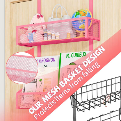 Over The Door Hooks Organizer, Coat Rack Over The Door Storage Hanger Towel Rack, Back of Door Storage Organizer for Bathroom,Bedroom,Kitchen,Office (White, 4-Tier)