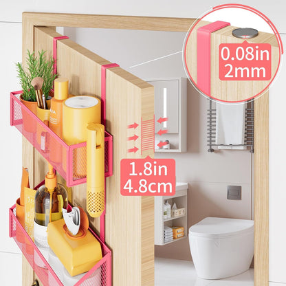 Over The Door Hooks Organizer, Coat Rack Over The Door Storage Hanger Towel Rack, Back of Door Storage Organizer for Bathroom,Bedroom,Kitchen,Office (White, 4-Tier)