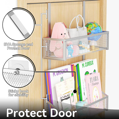 Over The Door Hooks Organizer, Coat Rack Over The Door Storage Hanger Towel Rack, Back of Door Storage Organizer for Bathroom,Bedroom,Kitchen,Office (White, 4-Tier)