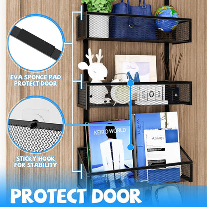 Over The Door Hooks Organizer, Coat Rack Over The Door Storage Hanger Towel Rack, Back of Door Storage Organizer for Bathroom,Bedroom,Kitchen,Office (White, 4-Tier)