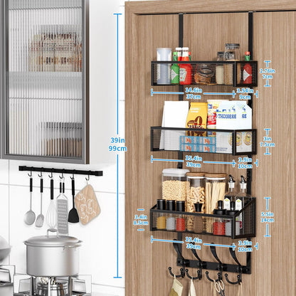 Over The Door Hooks Organizer, Coat Rack Over The Door Storage Hanger Towel Rack, Back of Door Storage Organizer for Bathroom,Bedroom,Kitchen,Office (White, 4-Tier)