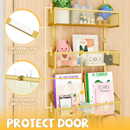Over The Door Hooks Organizer, Coat Rack Over The Door Storage Hanger Towel Rack, Back of Door Storage Organizer for Bathroom,Bedroom,Kitchen,Office (White, 4-Tier)
