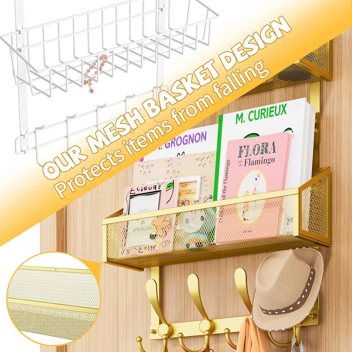 Over The Door Hooks Organizer, Coat Rack Over The Door Storage Hanger Towel Rack, Back of Door Storage Organizer for Bathroom,Bedroom,Kitchen,Office (White, 4-Tier)