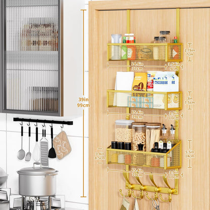 Over The Door Hooks Organizer, Coat Rack Over The Door Storage Hanger Towel Rack, Back of Door Storage Organizer for Bathroom,Bedroom,Kitchen,Office (White, 4-Tier)