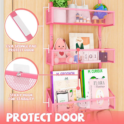 Over The Door Hooks Organizer, Coat Rack Over The Door Storage Hanger Towel Rack, Back of Door Storage Organizer for Bathroom,Bedroom,Kitchen,Office (White, 4-Tier)