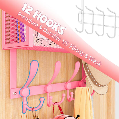 Over The Door Hooks Organizer, Coat Rack Over The Door Storage Hanger Towel Rack, Back of Door Storage Organizer for Bathroom,Bedroom,Kitchen,Office (White, 4-Tier)