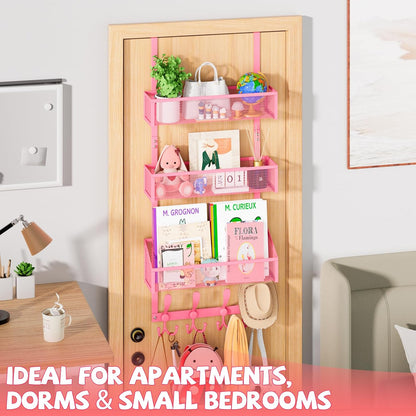 Over The Door Hooks Organizer, Coat Rack Over The Door Storage Hanger Towel Rack, Back of Door Storage Organizer for Bathroom,Bedroom,Kitchen,Office (White, 4-Tier)