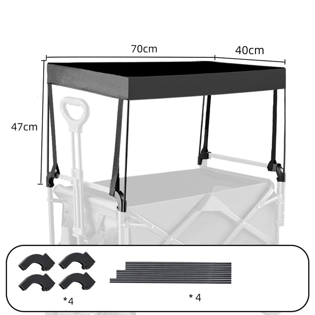 Folding Wagon Canopy Cover, Sun Shade Awning for Push Cart Stroller