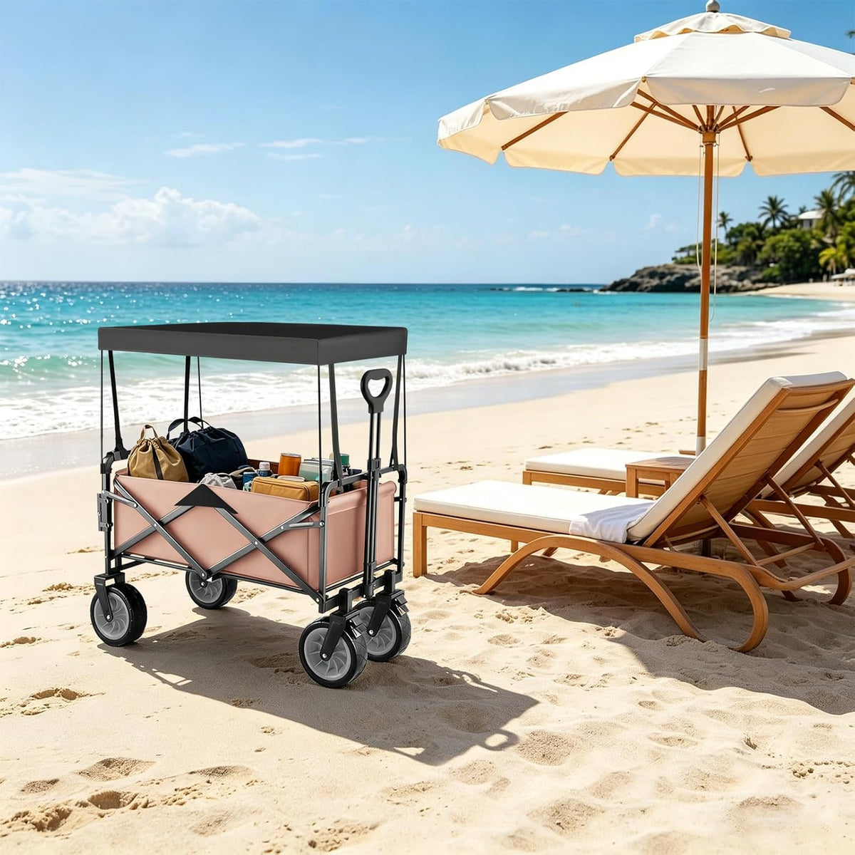 Folding Wagon Canopy Cover, Sun Shade Awning for Push Cart Stroller