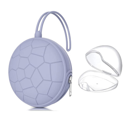 Pacifier Holder Case,BPA Free Portable Pacifier Storage Container,Silicone Baby Pacifier Cover Pouch for Diaper Bag Stroller,Travel Outdoor Activities,Easy to Clean(Football & Blue Purple)