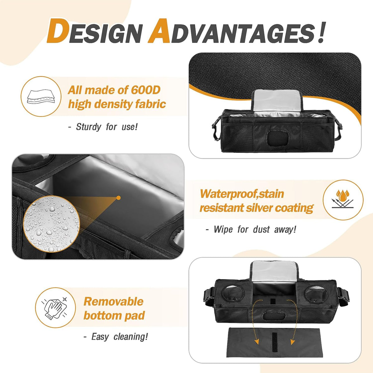 Parent Console Stroller Organizer for 4 Seaters