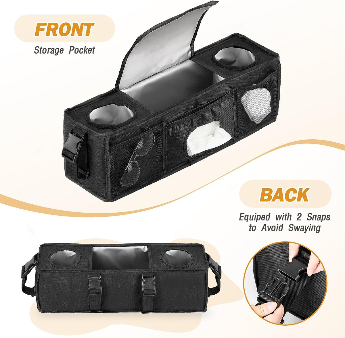 Parent Console Stroller Organizer for 4 Seaters