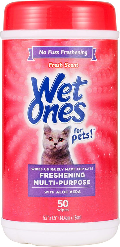 for Cats Freshening Wipes with Aloe Vera, Fresh Scent, 50 Ct, 3-Pk