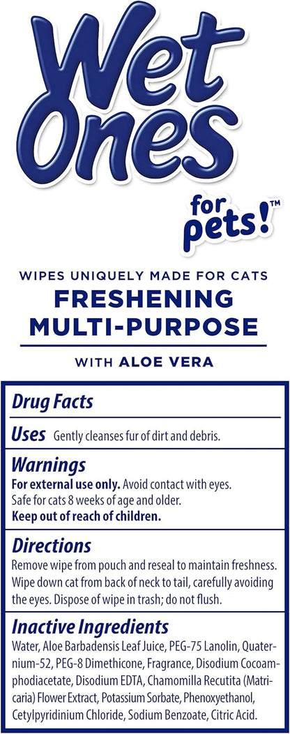 for Cats Freshening Wipes with Aloe Vera, Fresh Scent, 50 Ct, 3-Pk