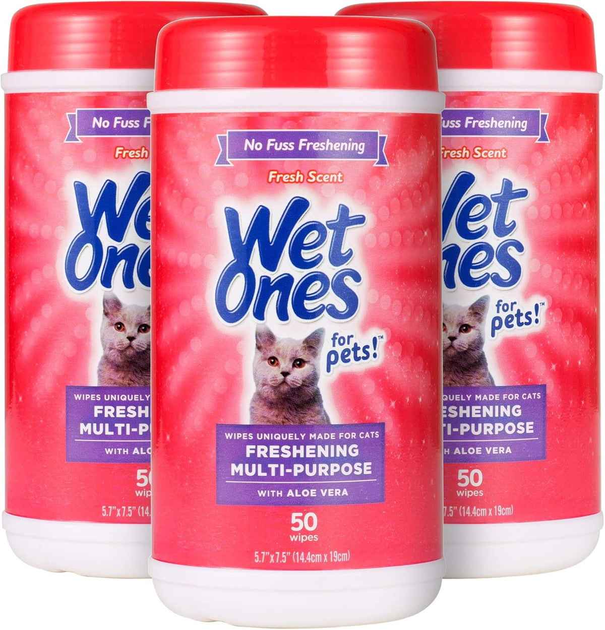 for Cats Freshening Wipes with Aloe Vera, Fresh Scent, 50 Ct, 3-Pk