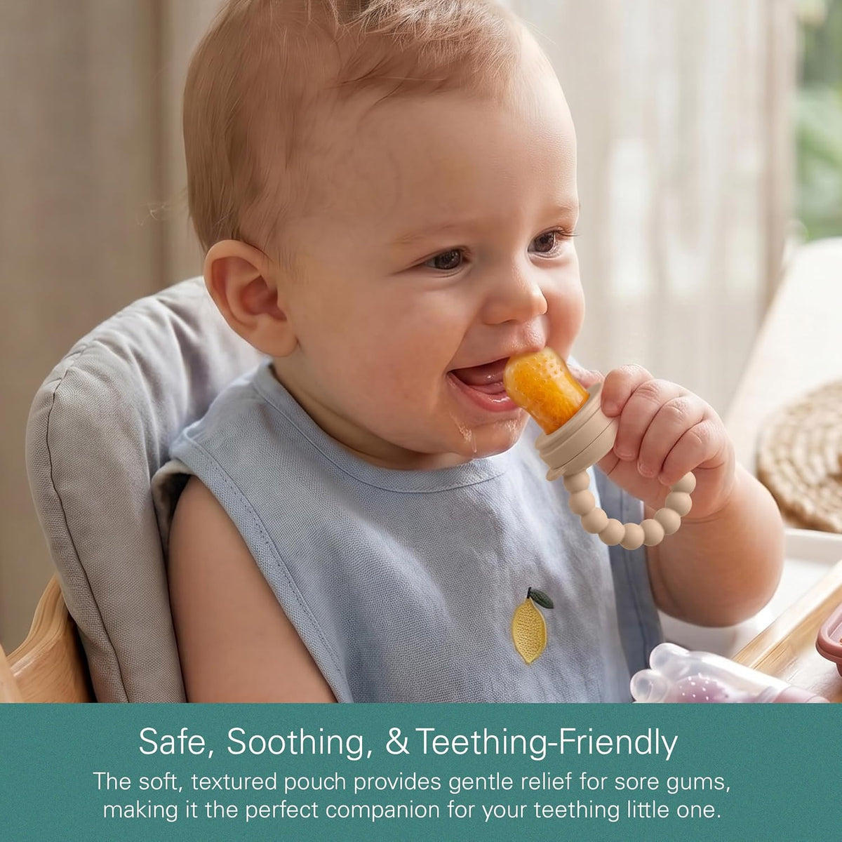 Silicone Baby Fruit Feeders with Freezer Tray for Batch Prep, Set of 2 – Safe & Convenient, Includes Extra Pouches & Travel Lids, Dishwasher Safe