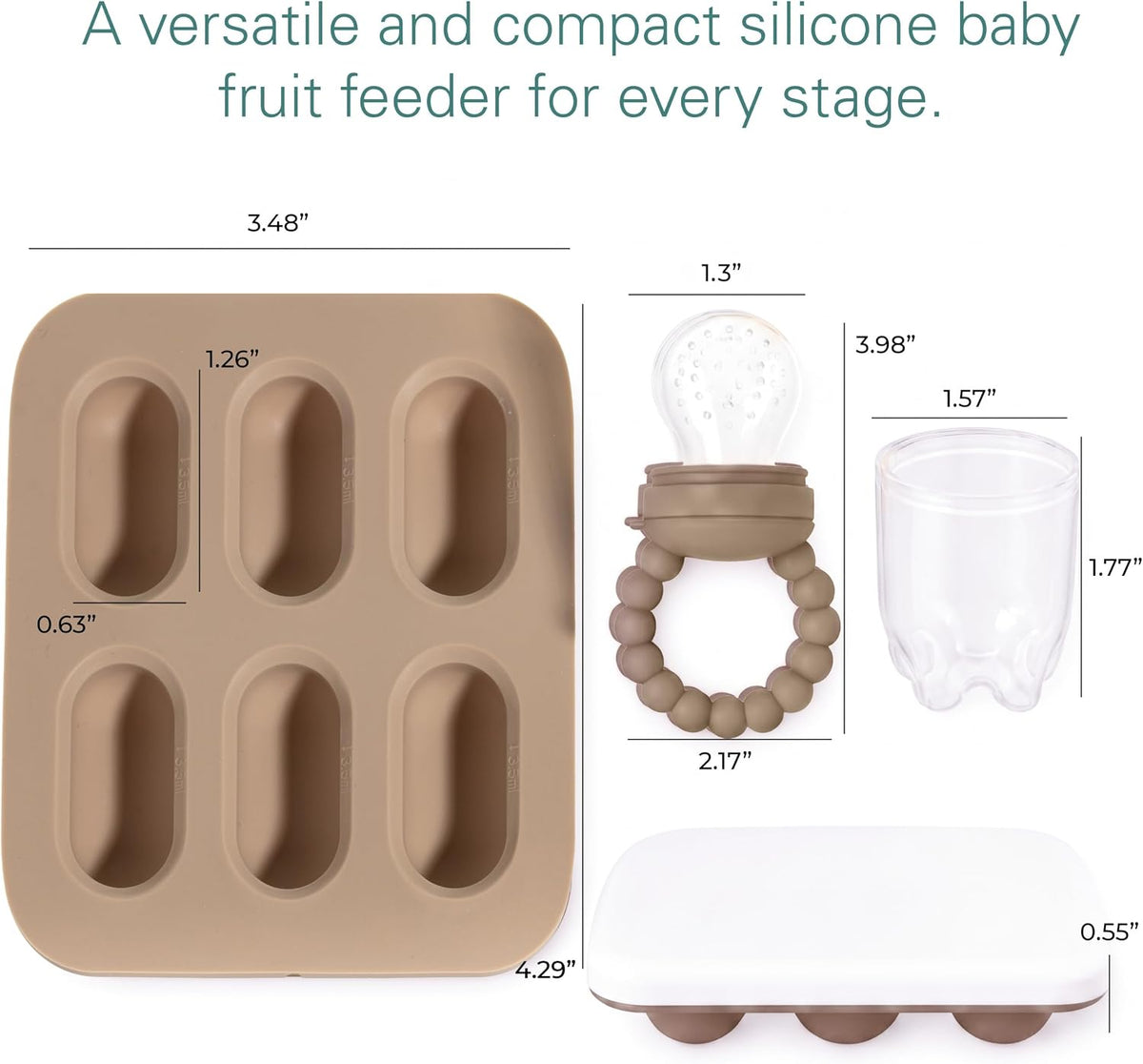 Silicone Baby Fruit Feeders with Freezer Tray for Batch Prep, Set of 2 – Safe & Convenient, Includes Extra Pouches & Travel Lids, Dishwasher Safe