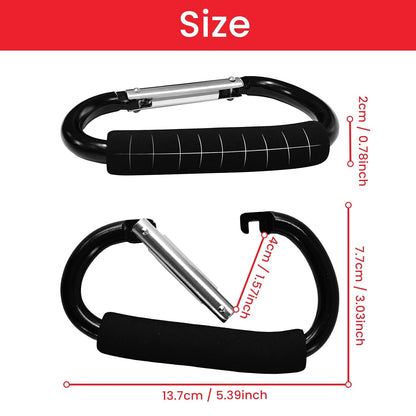 2 Pcs Large Stroller Hooks for Hanging Diaper Bags and Shopping