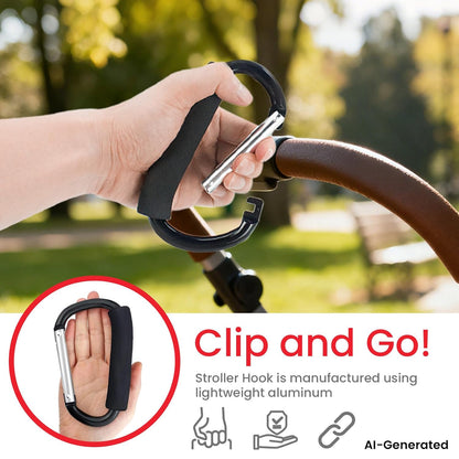 2 Pcs Large Stroller Hooks for Hanging Diaper Bags and Shopping