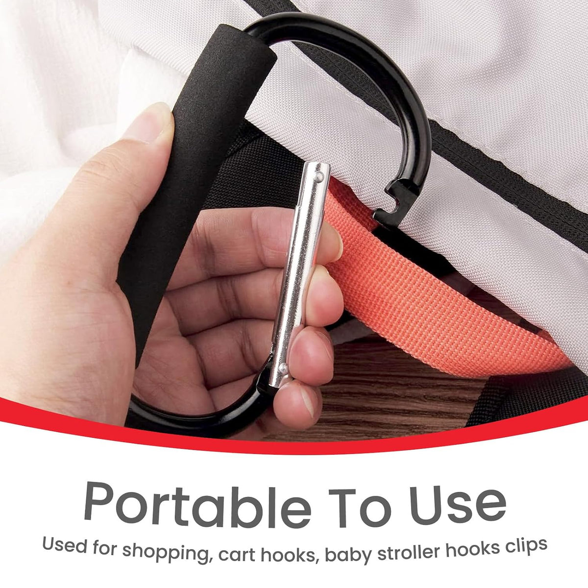 2 Pcs Large Stroller Hooks for Hanging Diaper Bags and Shopping