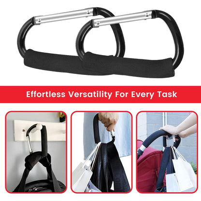 2 Pcs Large Stroller Hooks for Hanging Diaper Bags and Shopping