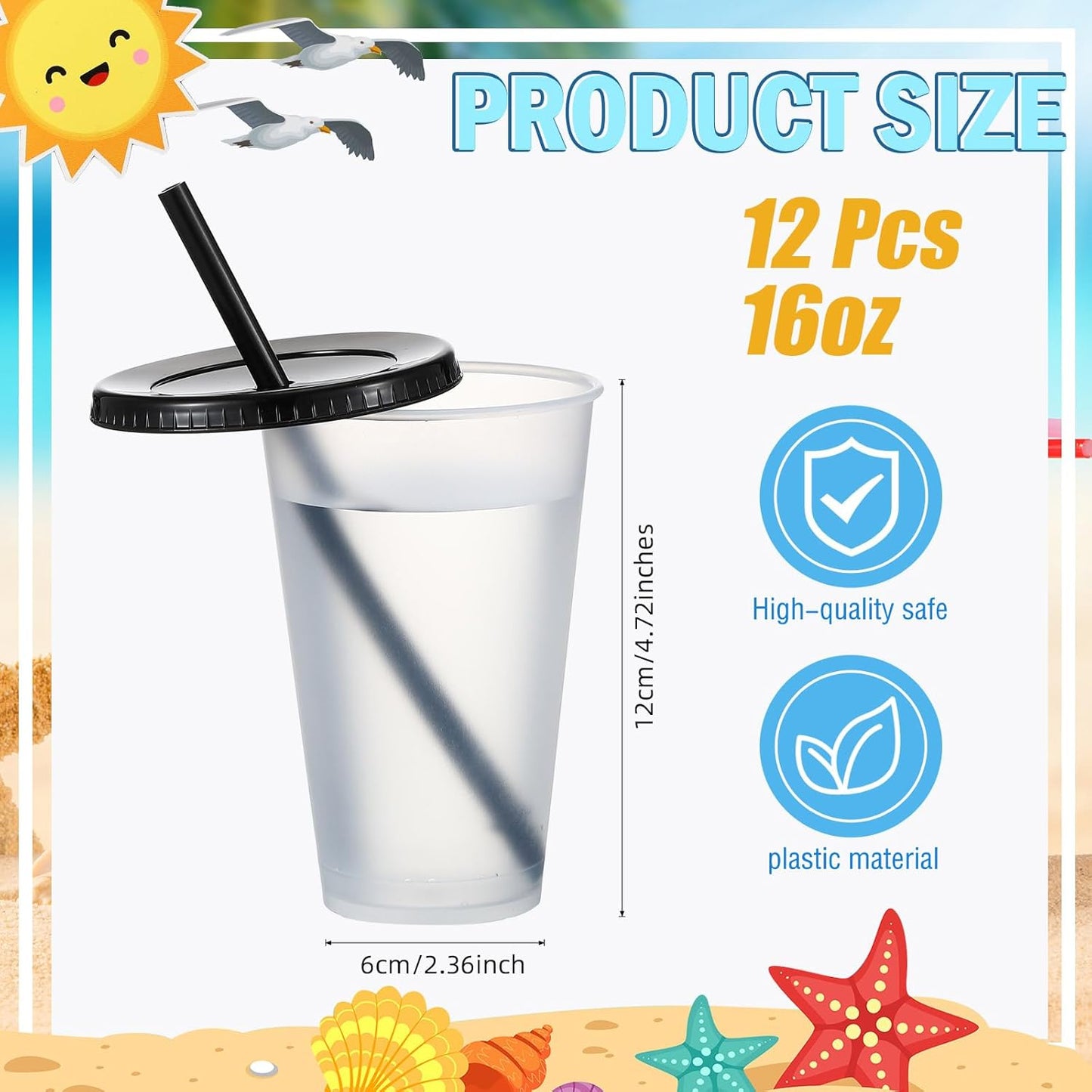 12 Pcs Plastic Tumbler with Lids and Straws Reusable Plastic Tumblers Bulk Mug Tumbler with Straw and Lid Tumbler Ice Cold Drinking Cup for Water Smoothie Birthday Party (White,24oz)