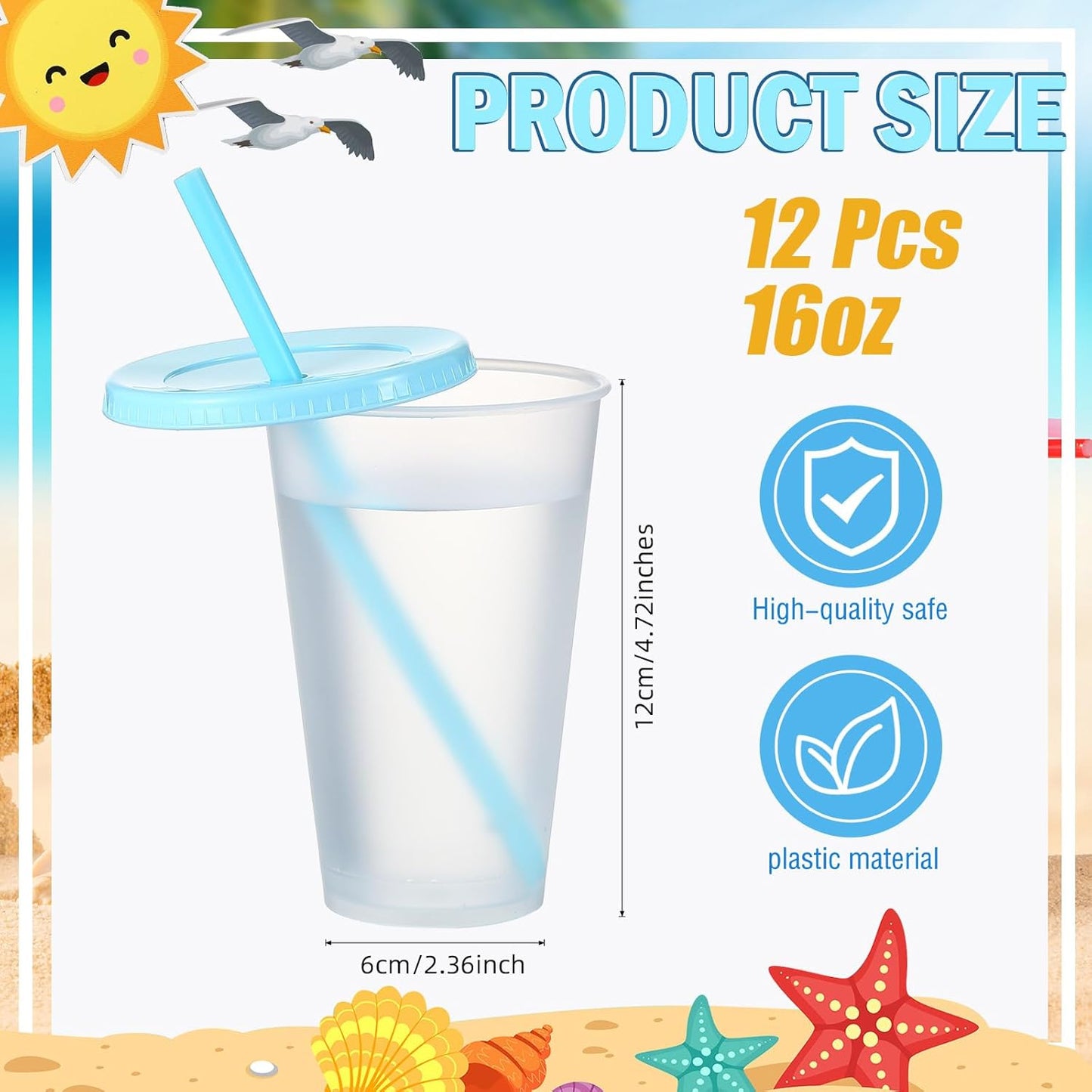 12 Pcs Plastic Tumbler with Lids and Straws Reusable Plastic Tumblers Bulk Mug Tumbler with Straw and Lid Tumbler Ice Cold Drinking Cup for Water Smoothie Birthday Party (White,24oz)