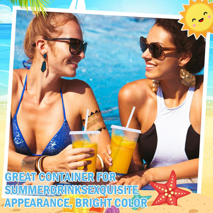 12 Pcs Plastic Tumbler with Lids and Straws Reusable Plastic Tumblers Bulk Mug Tumbler with Straw and Lid Tumbler Ice Cold Drinking Cup for Water Smoothie Birthday Party (White,24oz)