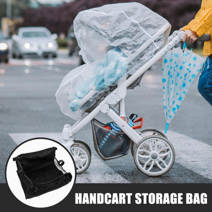 Baby Stroller Bottom Storage Basket 11.81X11.02X5.51In Lightweight Organizer Net Bag for Infant Essentials under Stroller Carrying