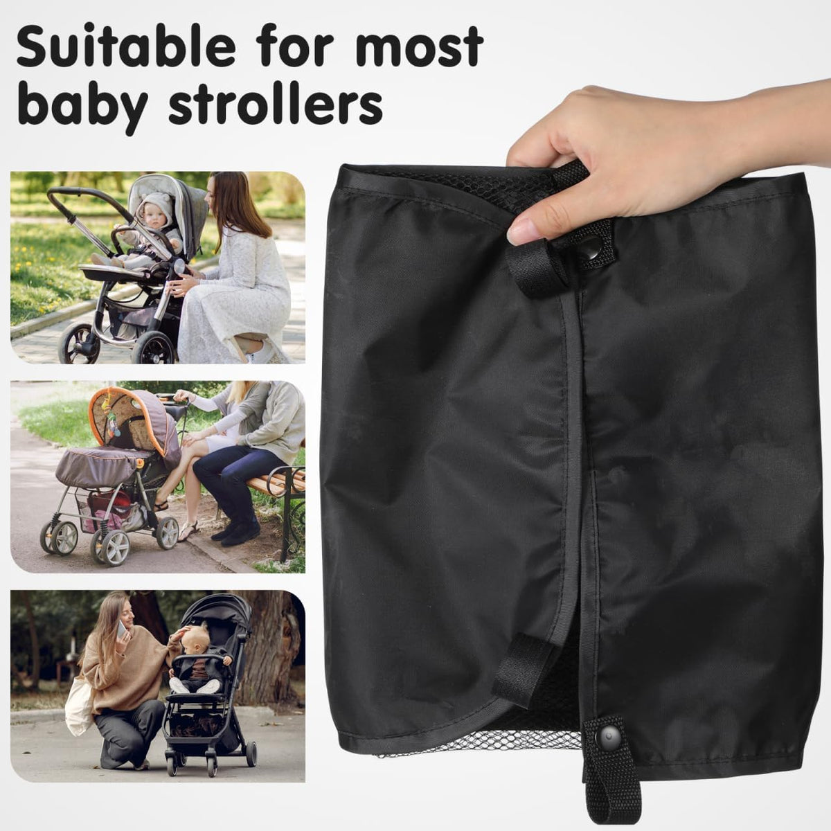Baby Stroller Bottom Storage Basket 11.81X11.02X5.51In Lightweight Organizer Net Bag for Infant Essentials under Stroller Carrying
